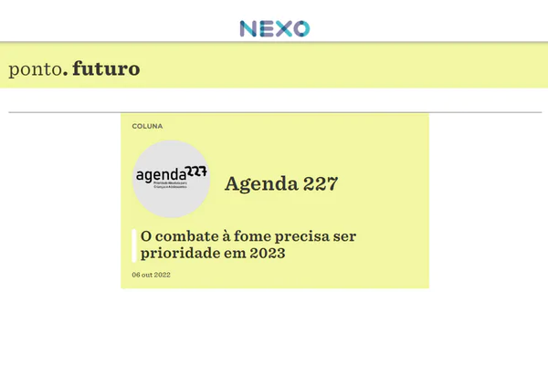 NEXO: O combate à fome precisa ser prioridade em 2023